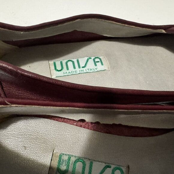 Unisa Womans Burgundy Slip-On Round Toe Leather Made in Italy Shoes 5.5B Preppy - Picture 4 of 9
